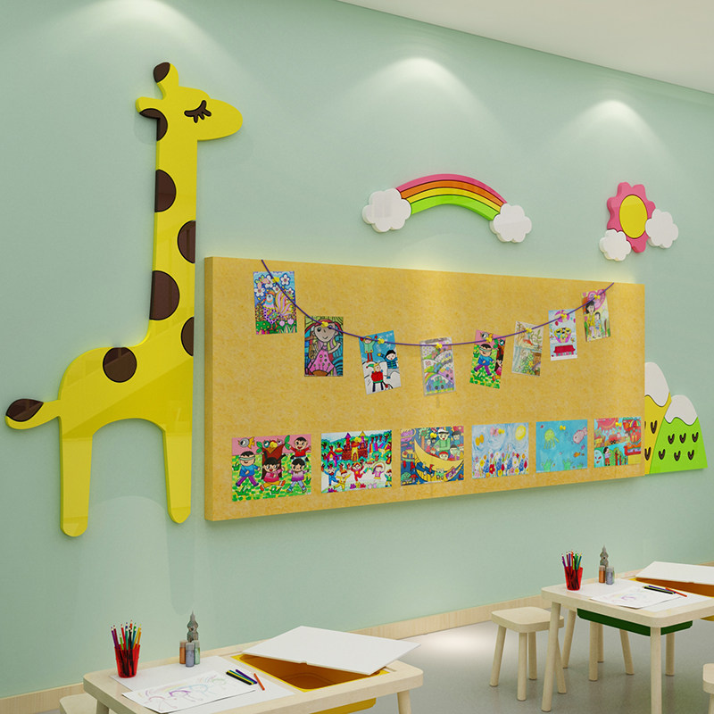 幼儿园墙面装饰环境创意材料主题托管班文化毛毡贴画美术教室布置