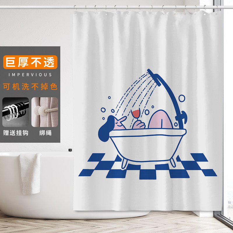日式浴室浴帘 加厚涤纶防水布帘卫生间厨房隔断挂帘不透防水抗霉