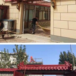 红色仿古瓦黄色一体瓦围墙屋檐塑料瓦片中式门头瓦屋天寒老少童子