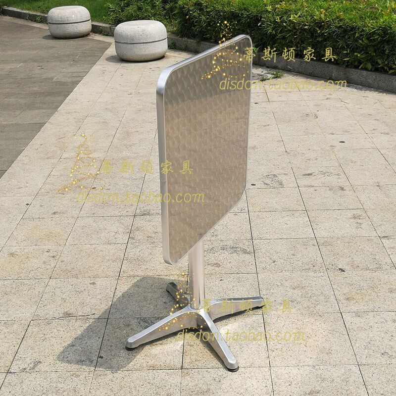 不锈钢面折叠方桌小吃店餐桌户外阳台休闲咖啡桌展会圆几桌台家用