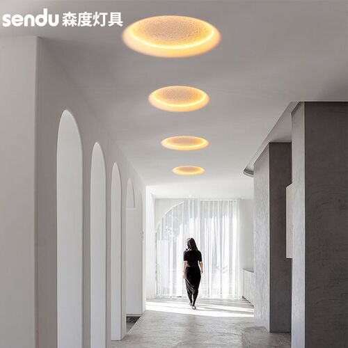 石膏灯月球网红嵌入式led预埋无边框过道玄关卧室无主灯客厅照明