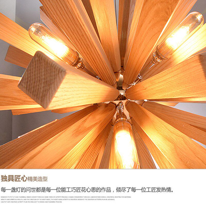 北欧田园广东家用楼梯餐厅卧室木艺广东设计师款灯具卧室阳台吊灯