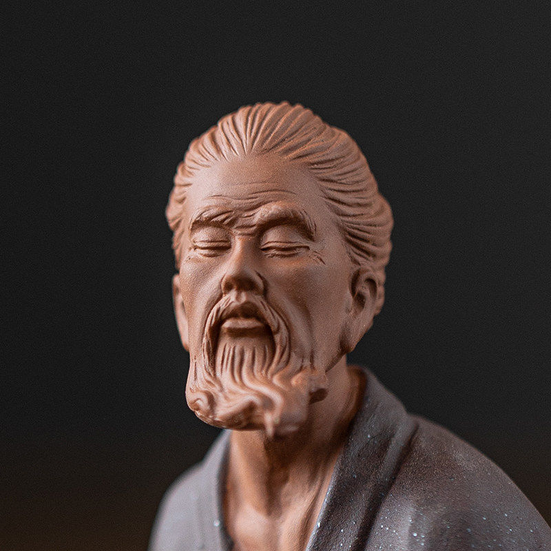中式禅意历史人物紫砂工艺品摆饰伯牙觅知音钟子期家居书房装饰品