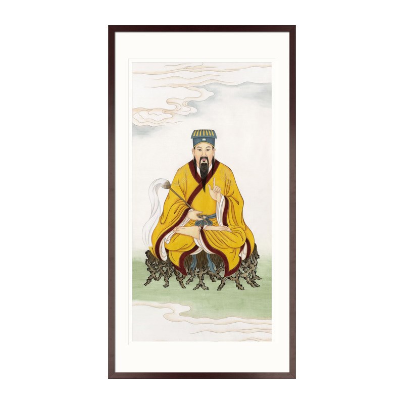 工笔神仙人物画黄大仙赤松仙子画像书房玄关中式画轴卷轴画框挂画