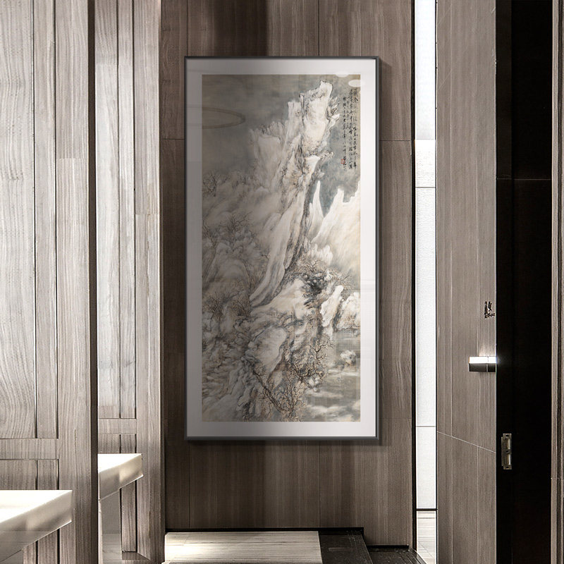 新中式国画梅花巨幅壁画酒店大堂进门背景玄关过道装饰画门厅挂画