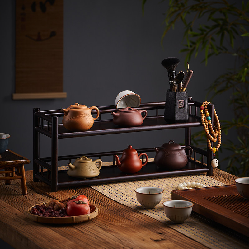 茶具置物架桌上茶杯茶壶收纳架摆件展示柜小博古架茶架子中式茶棚