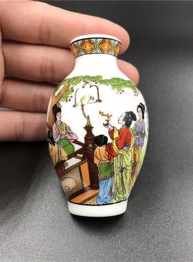 青花瓷花瓶陶瓷工艺品冰箱贴创意磁铁仕女图中国特色商务