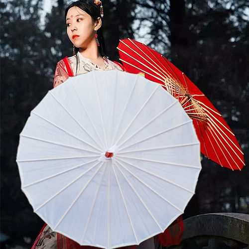 纯手工舞蹈伞绸布油纸伞汉服古代伞红色儿童古装伞成人古典伞2021
