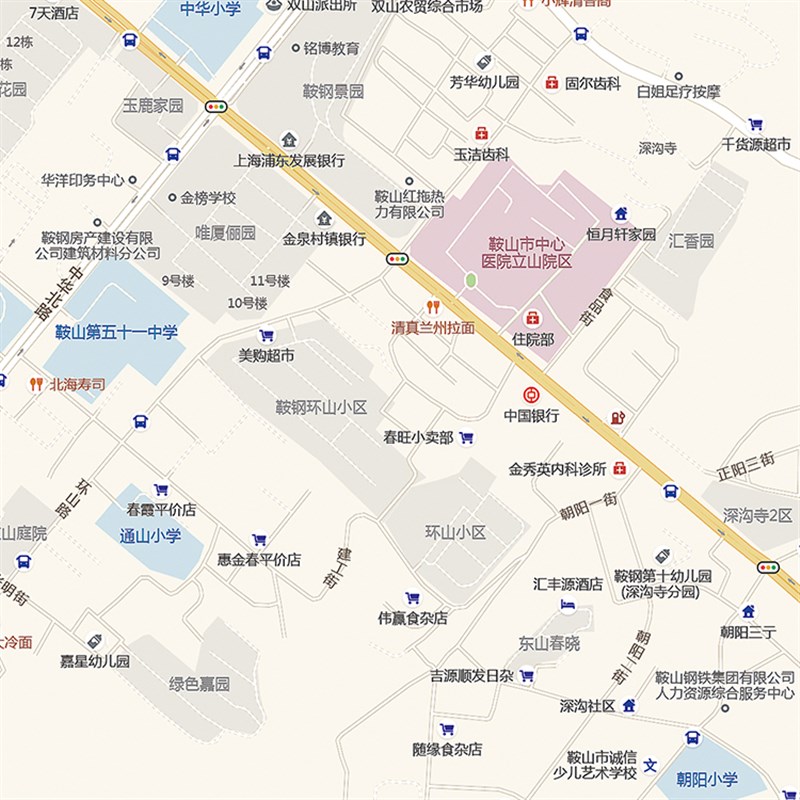 2024新款鞍山市城区地图办公室挂图高清防水墙壁装饰实物推荐定制