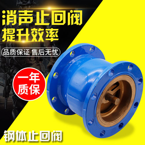 钢体消声止回阀H41X-16钢制弹簧升降式消音单向阀逆止阀法兰止回
