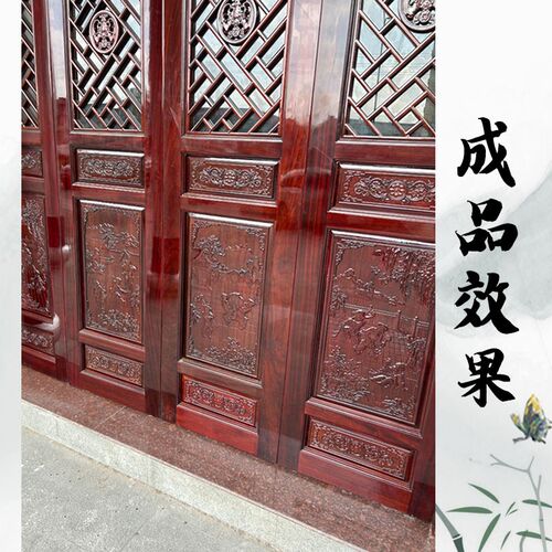东阳木雕仿古门窗中式屏风隔断玄关镂空实木花格背景墙雕刻门定做
