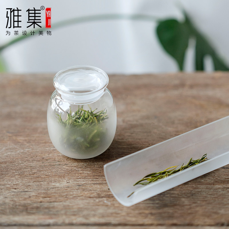 雅集茶具素造玻璃云雾茶叶罐储物罐密封罐装糖果罐保鲜罐玻璃瓶子