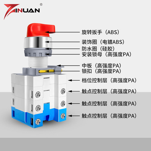 JS8085S防爆防尘防腐万能转换开关二档三档银点开闭两钻孔22mm