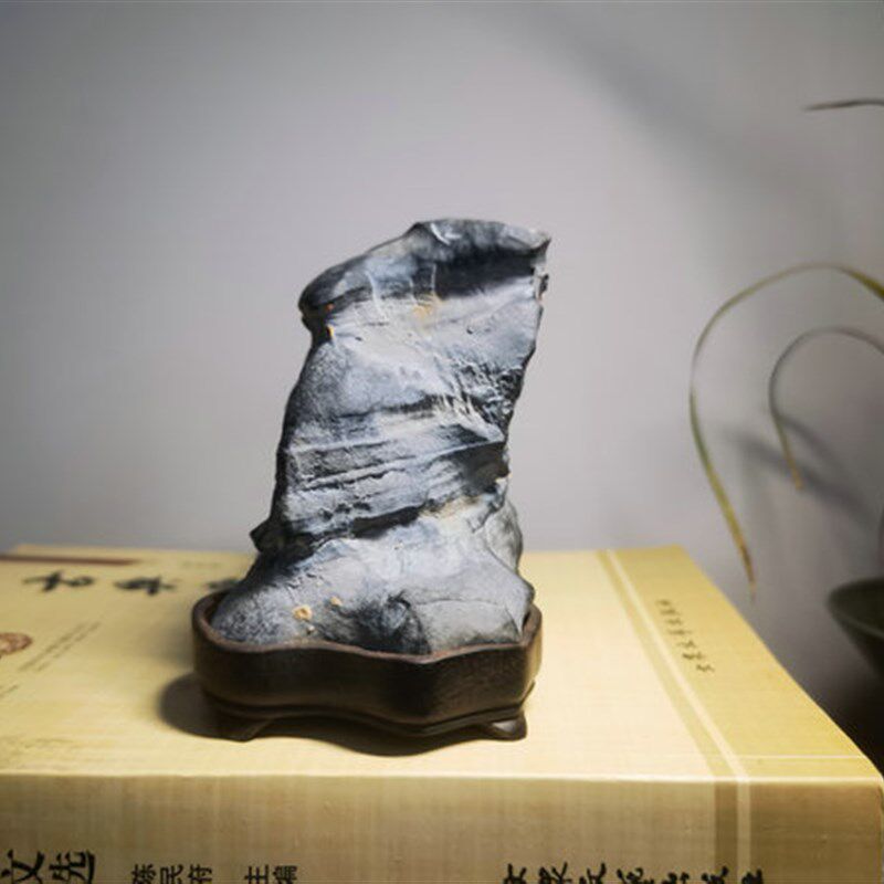 灵璧石精品灵壁石磬石莲花磬石原石纹石案头小品石小山形奇石摆件