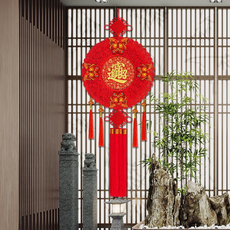 新款双面中国结挂件客厅大号玄关挂饰玻璃门招财进宝窗户背景墙