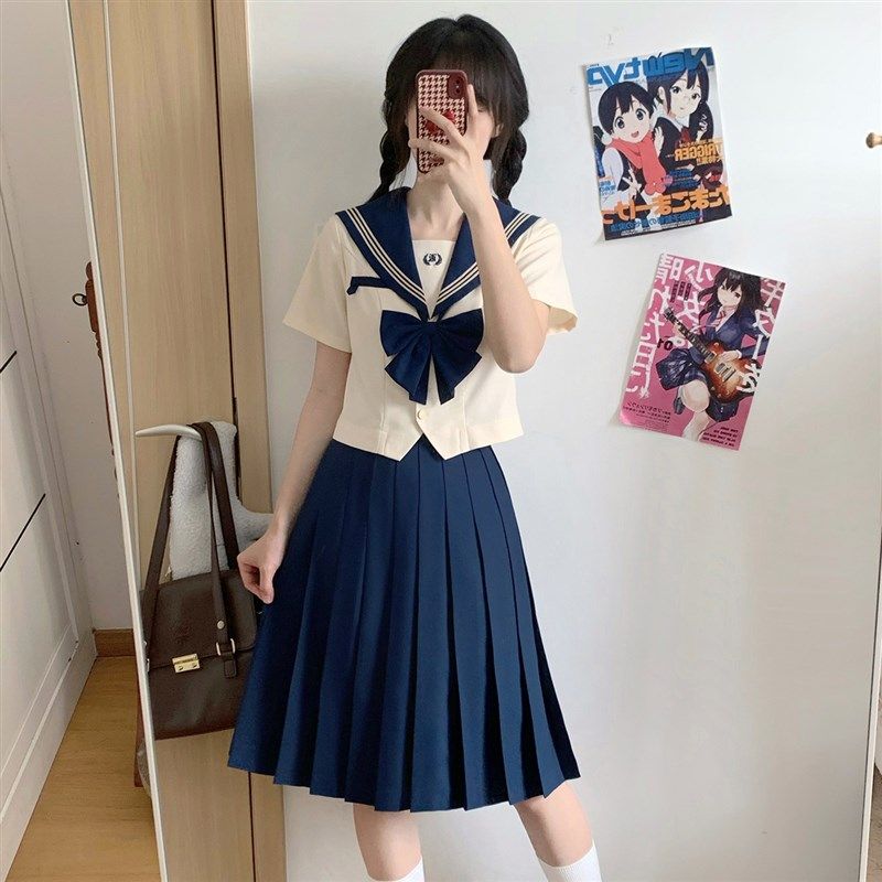 樱花家族jk制服【蓝岐川】大小姐收腰水手服套装短袖上衣夏服女