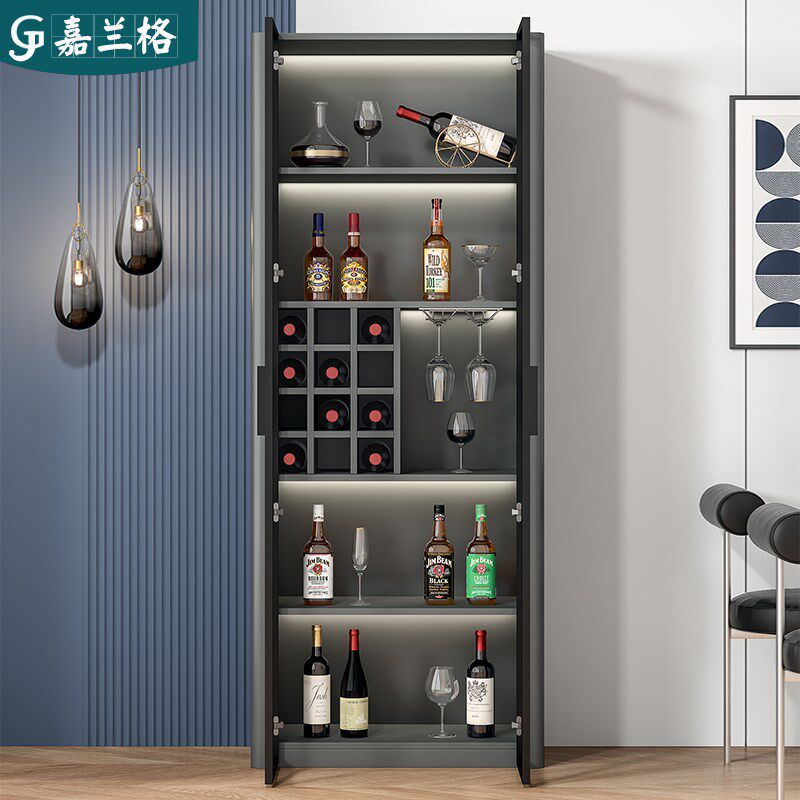 简约玻璃门酒柜展示柜客厅靠墙家用小酒柜储物柜餐厅柜子定制9S35