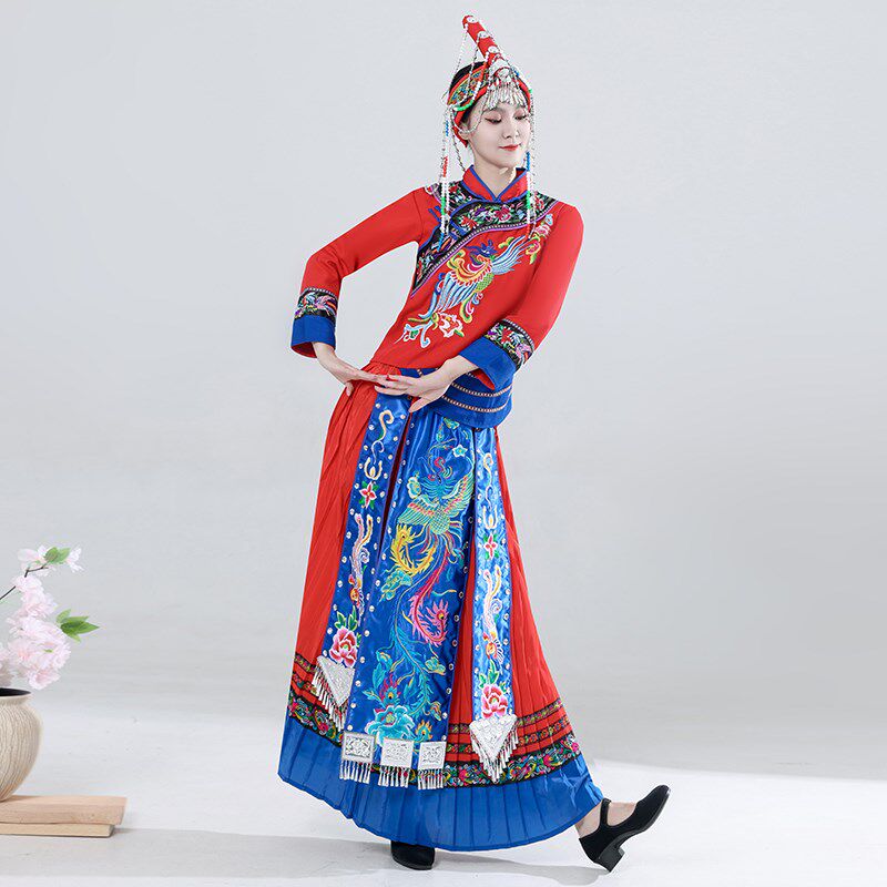 少数民族服装女畲族成人舞蹈服套装演出服帽子头饰表演服旅拍新款