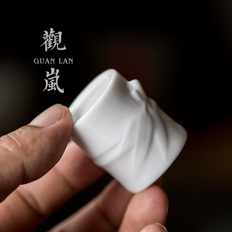 观岚 白瓷盖置陶瓷壶茶具盖托紫砂茶壶盖碗盖子配件功夫茶道零配