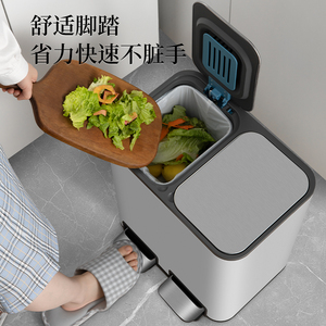 洁安惠厨房垃圾桶家用新款卫生桶带盖脚踏式不锈钢大容量客厅简约