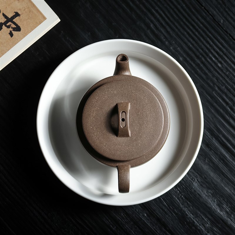 宜兴纯手工紫砂壶原矿蟹壳青大蕴汉瓦壶大口茶壶茶具家用送礼小壶
