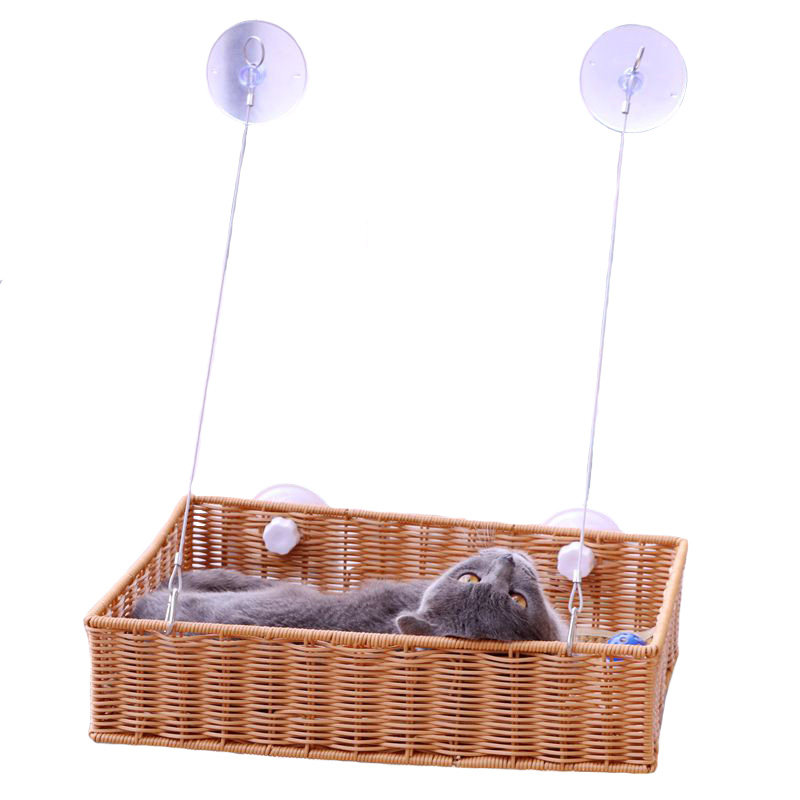 猫吊床夏天窗户挂窝悬挂式藤编猫窝吸盘式晒太阳神器宠物猫咪吊窝