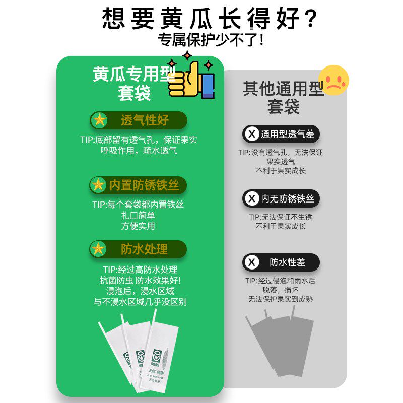 黄瓜套袋丝瓜苦瓜茄子通用蔬菜水果防水透气保护袋瓜果防虫防鸟袋
