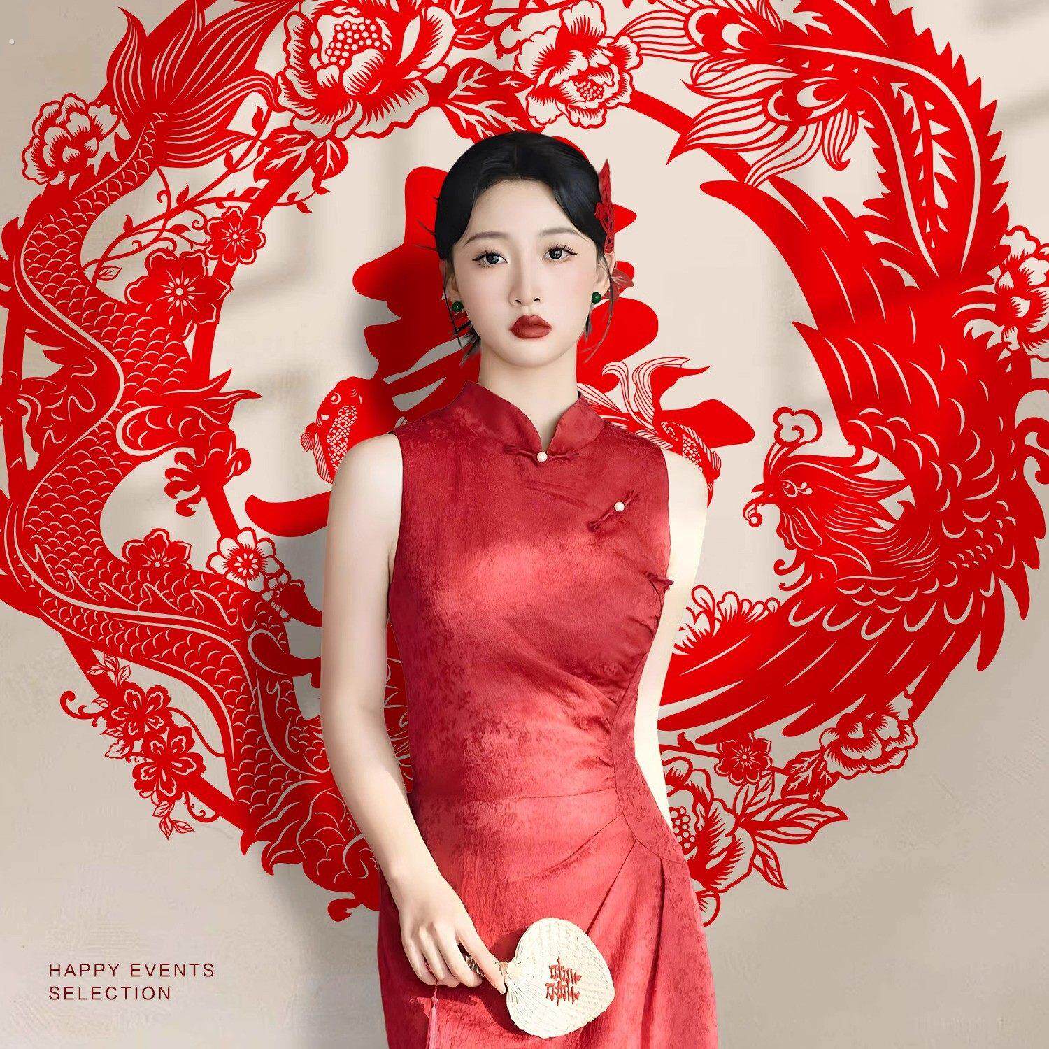 新的中国风订婚新娘幸福字贴纸婚礼房间布局特别婚礼墙壁装饰囍红