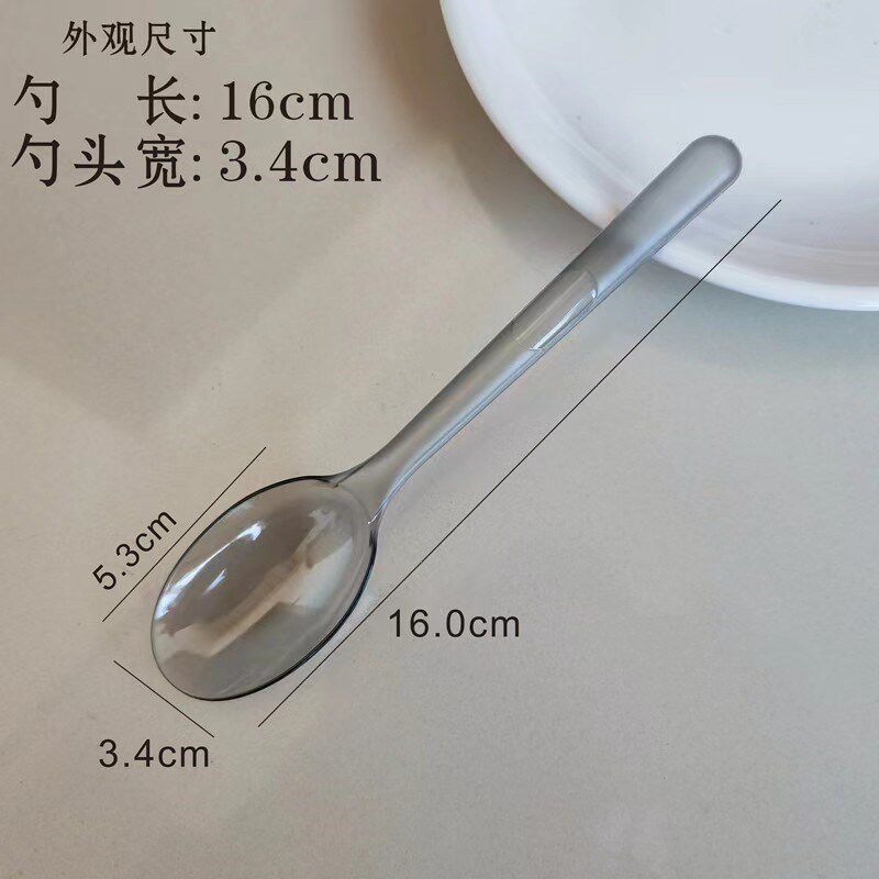 一次性勺子单独包装甜品勺打包外卖商用长柄汤勺大勺头半透明磨砂