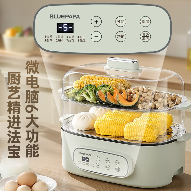 多功能电炖锅陶瓷隔水炖盅电蒸锅家用商用蒸炖一体锅全自动煲汤锅
