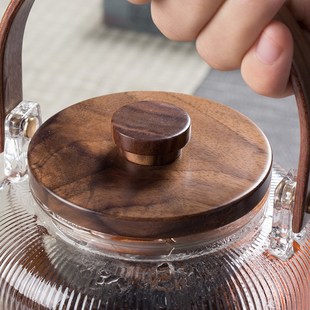 茶壶盖配件水杯盖子玻璃壶水壶盖不锈钢包钢禅意胡桃木盖零配大全