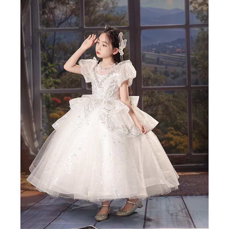 儿童礼服女童主持人花童婚纱小众轻奢女孩钢琴演奏生日公主裙高端