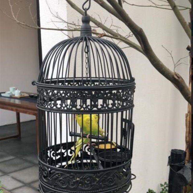 鸟笼鸽子鸟笼圆形型八哥鹦鹉画眉虎皮鹩哥斑鸠绣眼玄风大号鸟笼子
