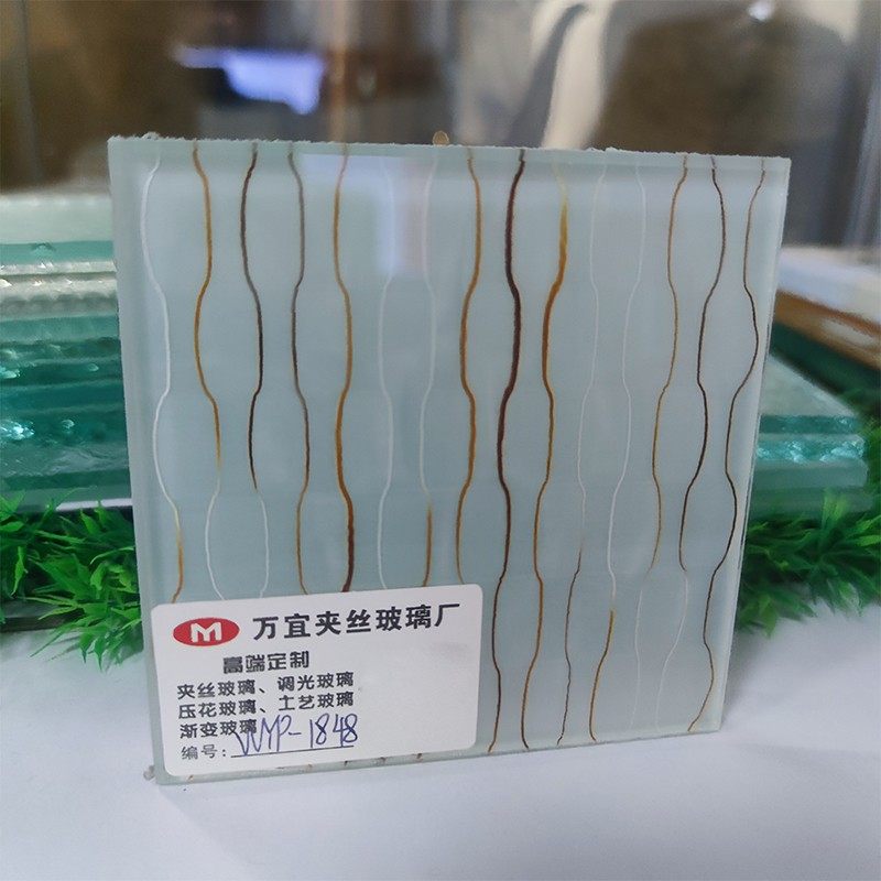 艺术玻璃夹丝夹胶隔断背景墙屏风不透线条花纹压花工艺钢化渐变