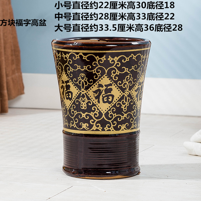 超大号花盆栽树孔雀蓝陶瓷家用室外深盆圆底户外庭院大口室外宽口