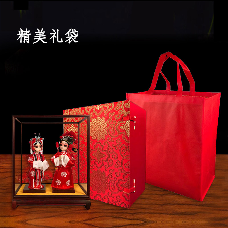 北京京剧绢人娃娃套装手工艺摆件中国特色礼品送老外出国结婚礼物