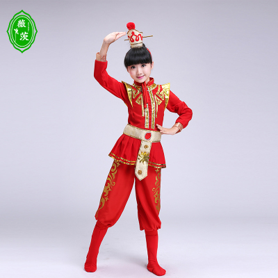 花木兰演出服儿童打鼓服小花旦戏曲表演服装成人女兵服穆桂英元旦