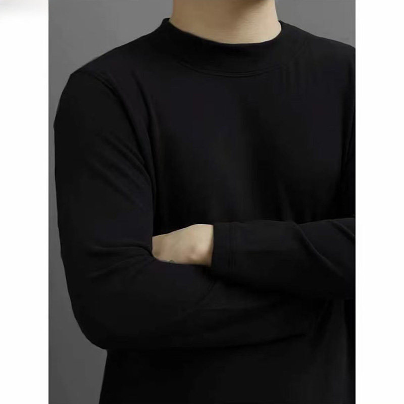 德绒双面磨毛小立领打底修身T恤男秋冬上衣设计感百搭运动长袖