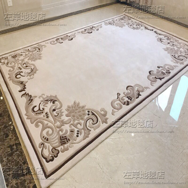新中式欧式美式样板房地毯客厅茶几沙发卧室书房饭厅手工地毯定制
