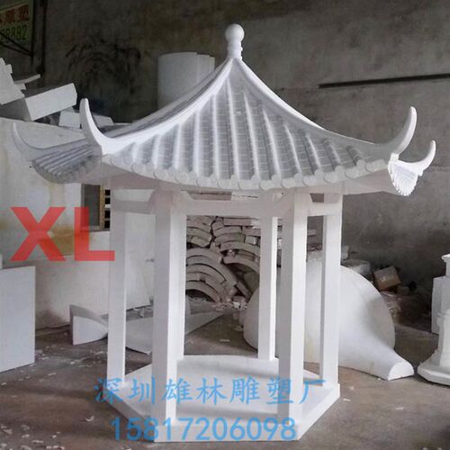 新品中式婚礼泡沫雕塑瓦片凉亭屋顶欧式古建筑装饰道具厂家定制