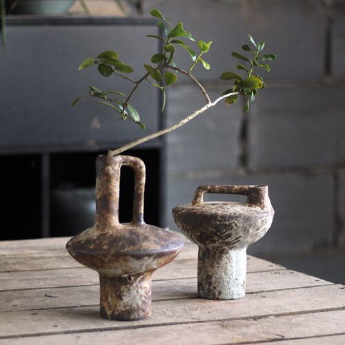 侘寂风陶瓷花瓶客厅摆件插花复古手工民宿玄关粗陶瓶干花禅意装饰
