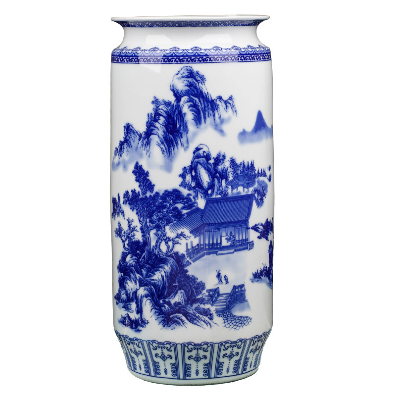 青花粉彩陶瓷花瓶摆件客厅插花大号中式酒柜玄关博古架装饰品瓷器