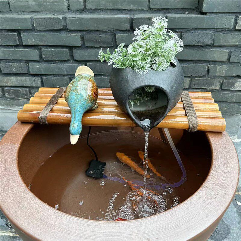 鱼缸过滤器水循环流水器瓷缸石槽圆形瓦缸养鱼增氧小型过滤泵