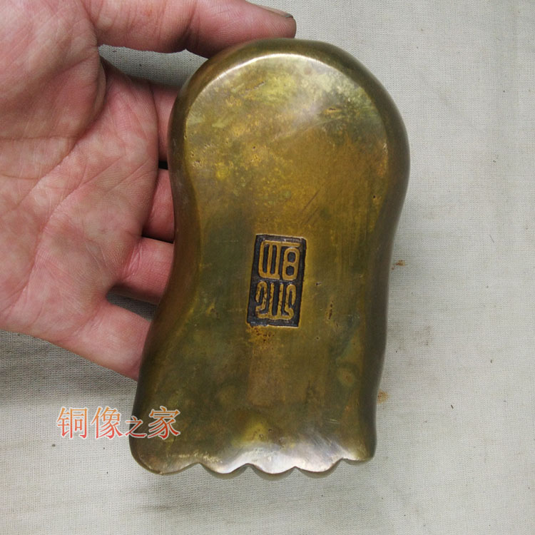 纯铜烟灰缸知足常乐摆件办公室家居做旧仿古摆设