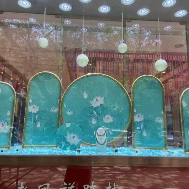 七夕夏季橱窗装饰摆件创意展示网红陈列金店珠宝店场景布置道具蓝