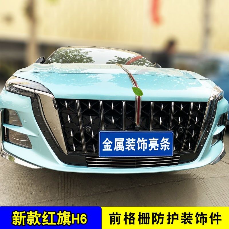 23-24款红旗H6中网外观改装前脸格栅防护防虫网用品配件装饰亮条