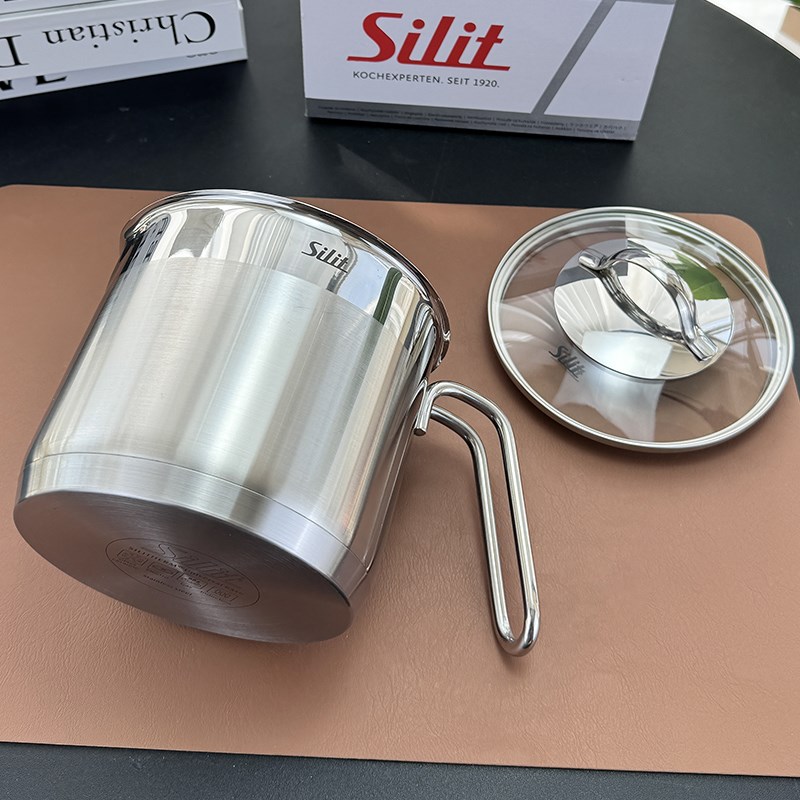 老板娘自留款!出口Silit不锈钢奶锅 汤锅 带玻璃盖导料口 牛奶锅