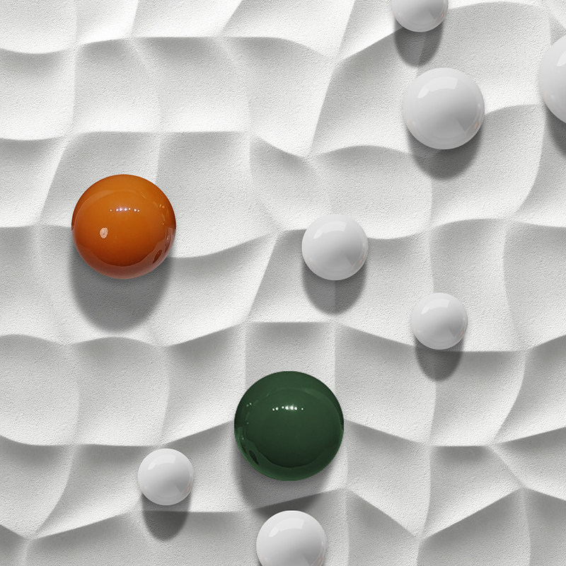 高级感3D立体不锈钢球入户玄关装饰画浮雕肌理油画设计师艺术装置