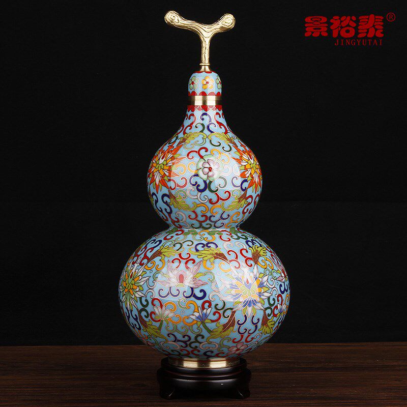 12寸景泰蓝葫芦摆件铜胎掐丝玄关客厅家居装饰品生日礼品送长辈