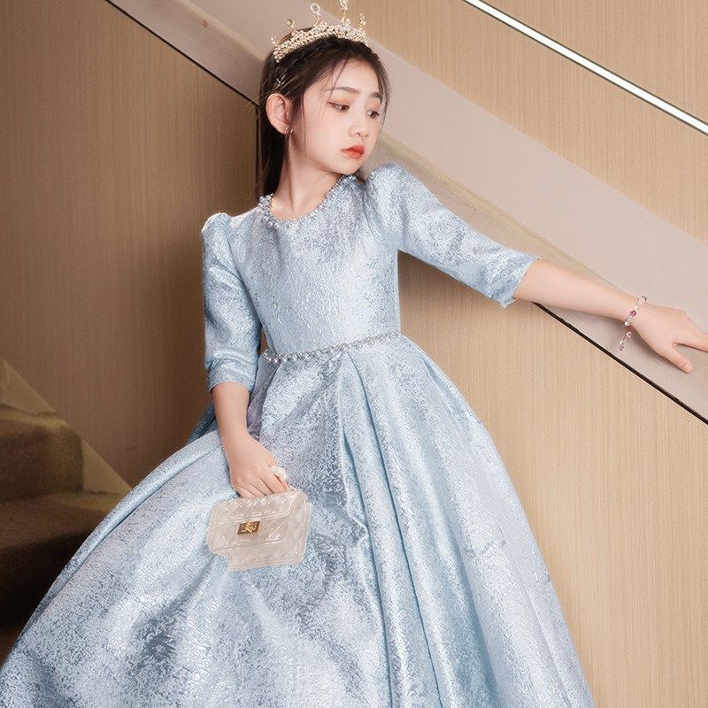 女童钢琴小主持人生日公主裙儿童高端演奏晚礼服裙花童演出服秋冬